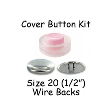 Size 20 (1/2 inch) Cover Buttons Starter Kit (makes 10) with Tool - Wire Backs 