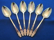 SET 6 SOUP PLACE SPOONS! Vintage EVERBRITE stainless: GOLD EVS24 pattern: LOVELY