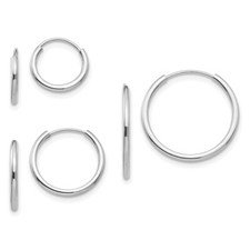 Madi K Kid's 14k White Gold Endless Hoop 3 Pair Earring Set