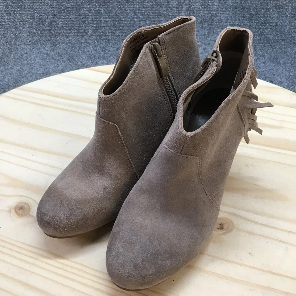 Tahari Botas Mujer 6.5 M Camila Botines Beige Cuero Informal Tacón Cremallera Foto 3 de 4