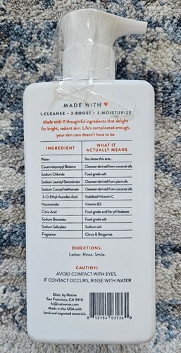 Native Brightening Gesichtsreiniger Zitrus & Bergamotte 12 fl. Oz. NEU - Bild 2 von 2