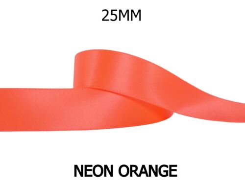 5yds ~~ 25mm Yellow Organe Gold Peach Double Face Satin Ribbon 20 COLOURS U PICK - Picture 2 of 21