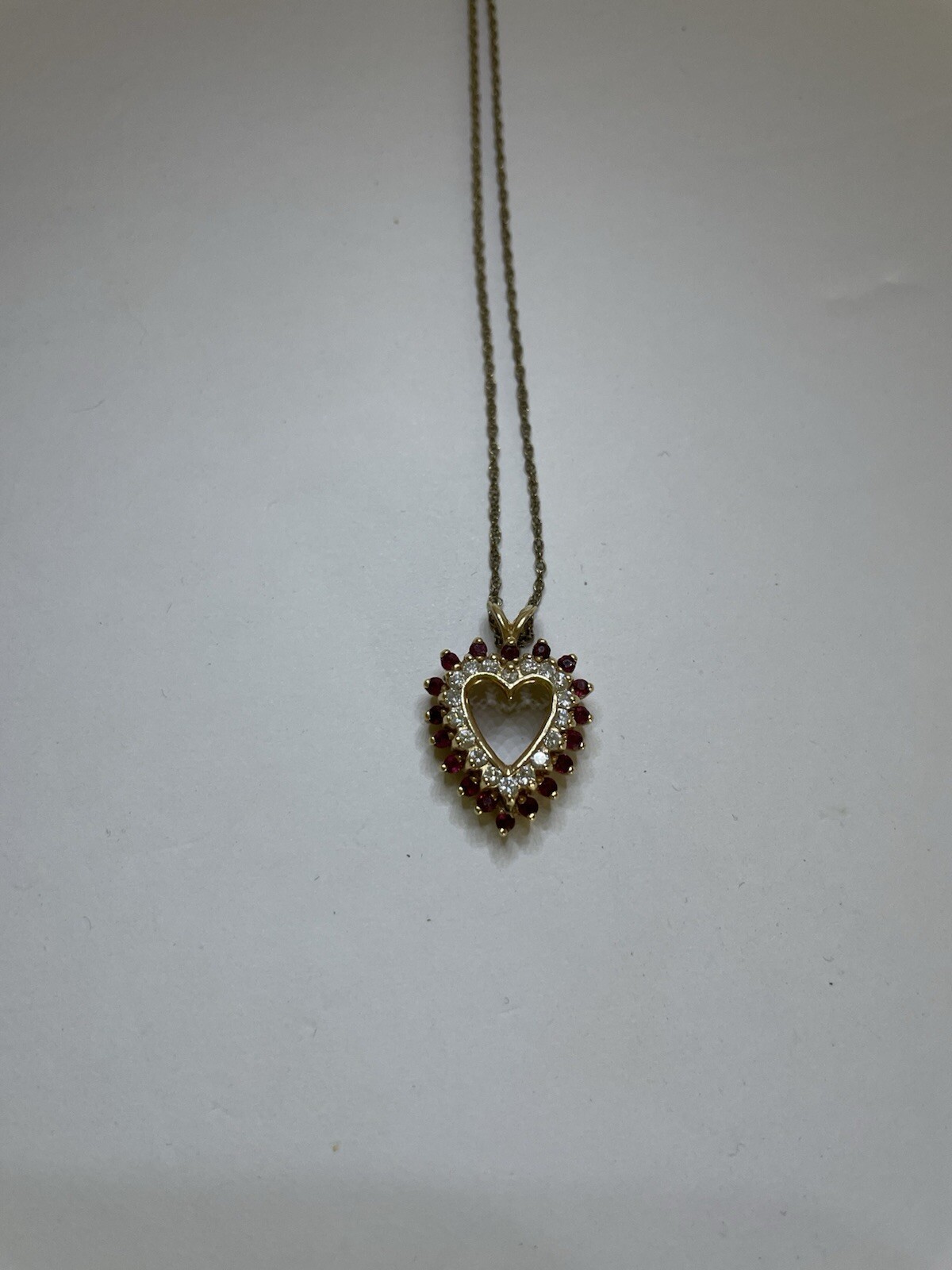 2Ct Round Lab Created Red Ruby Heart Pendant 14K … - image 3