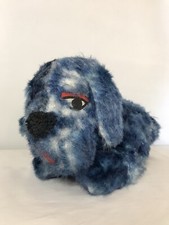 Vintage Blue Furry Dog 14" Stuffed Plush Toy 1940s 1950's Carnival Prize