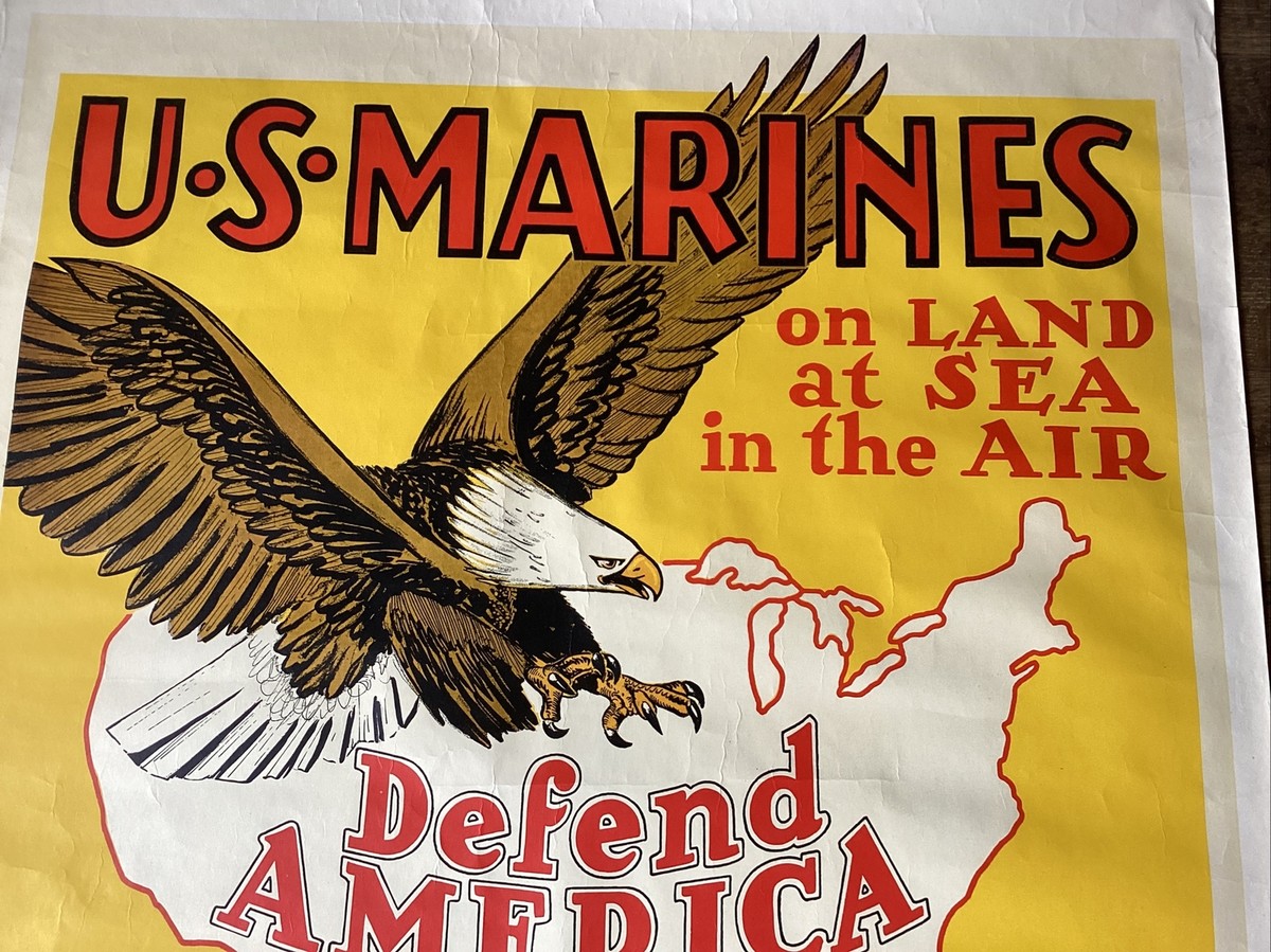 ORIGINAL 1942 US Marines Defend America On Land At Sea In The Air