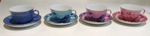 Set di 6 Tazze con Piatto Home ESPRIT Giallo Azzurro Verde Corallo Porcellana 9