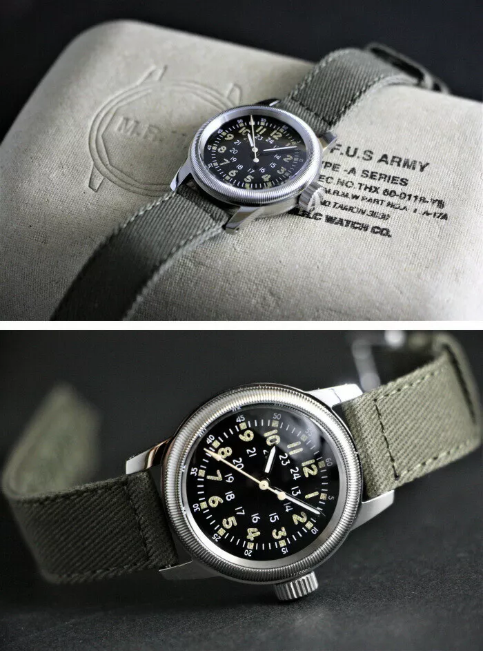 Elgin Military Watch M.R.M.W. Montre Roroi TYPE A-17 Black Men's reproduced:JP - Image 4 of 4