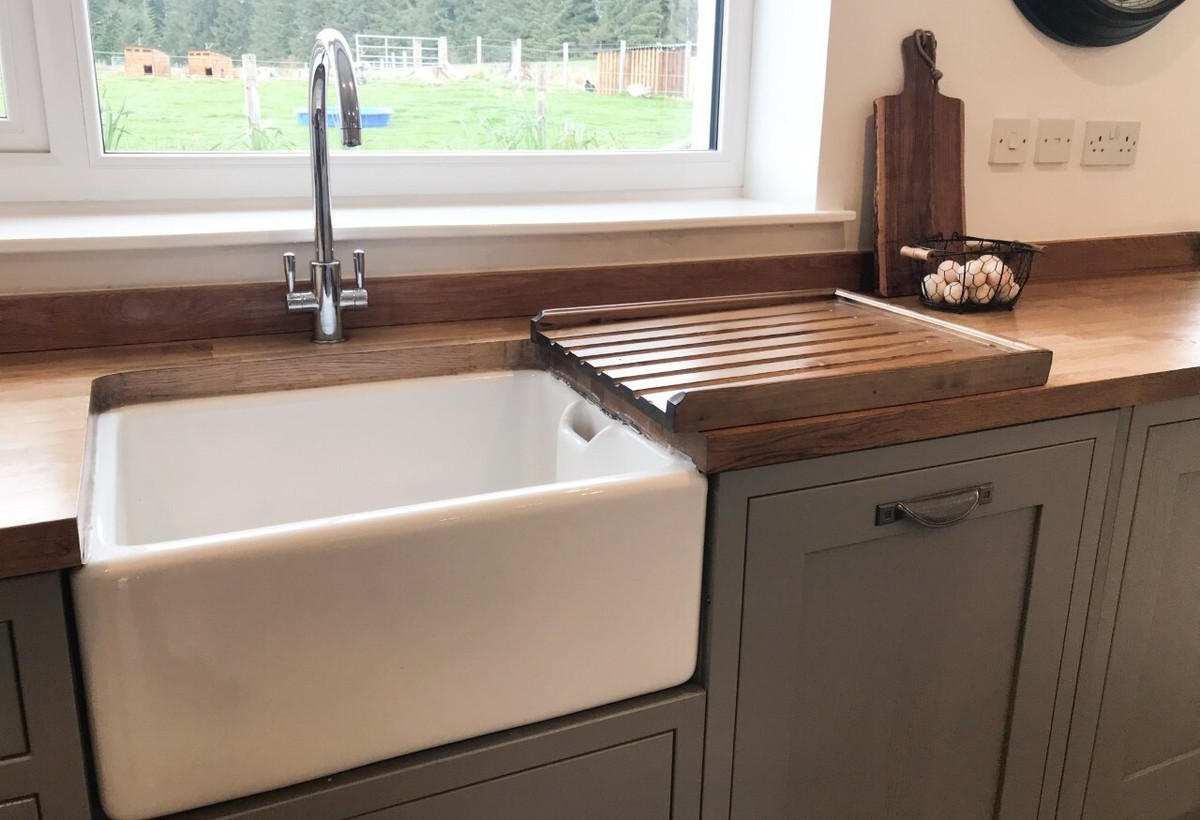Wooden Pine Worktop Draining Board for a Belfast/Butler Sink Medium finish a