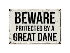 461VS Beware Of Protected By A Great Dane 8  x 12  Vintage Aluminum Metal Sign