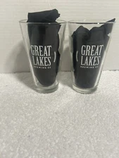 2 NEW Great Lakes Brewing Company Pint Glasses Cleveland City Skyline Etched