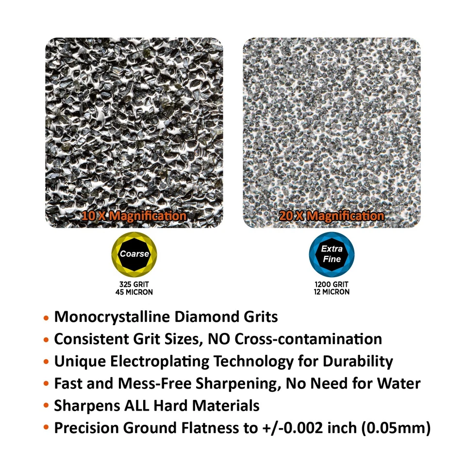 Afilador de cuchillos de piedra de afilar diamante de grano doble SHARPAL 162N 325/1200 (8x3 pulgadas) Foto 3 de 4