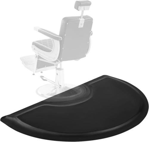Hair Stylist 3 Ft. X 5 Ft. Barber Shop Chair Mat Floor Semi Circle 5/8 In. Thick