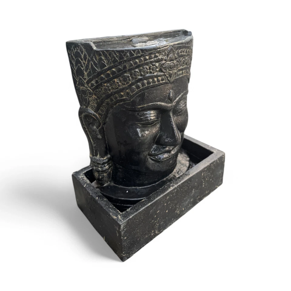 Khmer Kopf Springbrunnen - Garten Deko Wasserfall - Wetterfest Buddha Kopf - Bild 2 von 4