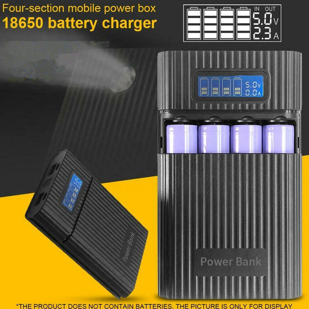 Power Bank Case Kit 4x18650 Battery Charger DIY Box 2x USB For Mobile Phone