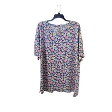 Secret Treasures Blue Pink Yellow Hearts Pajama Sleep Shirt Nightgown 2x-3x