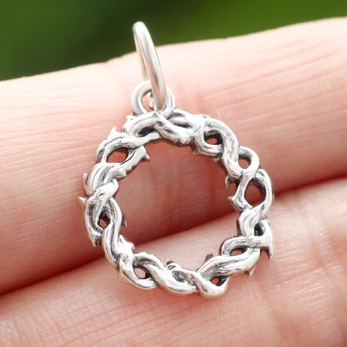 925 Sterling Silver Crown Of Thorns Pendant Jesus Charm Christian Spiritual
