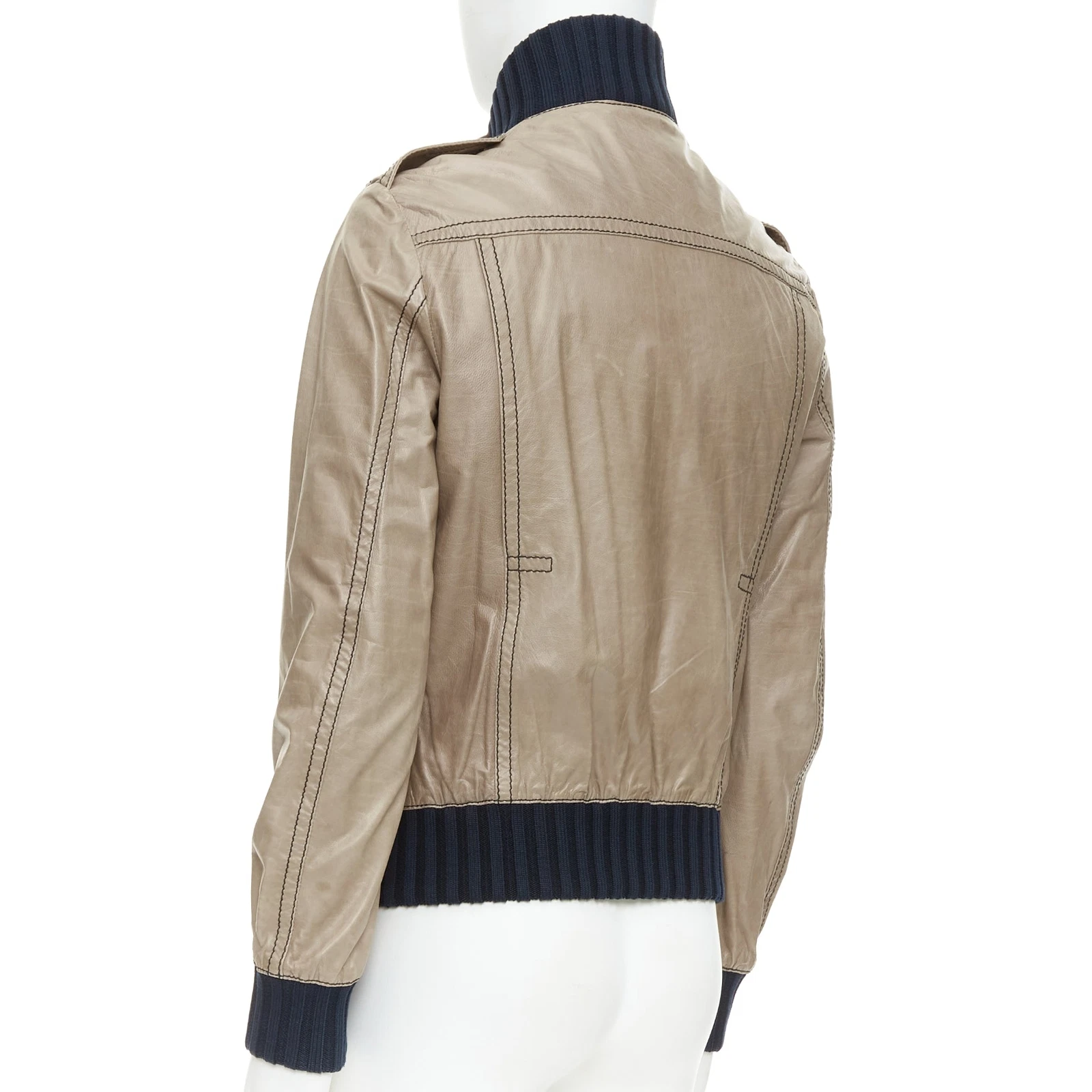 GUCCI Giacca Bomber da Volo Vintage Madonna Marrone Pelle Spalmata IT48 M