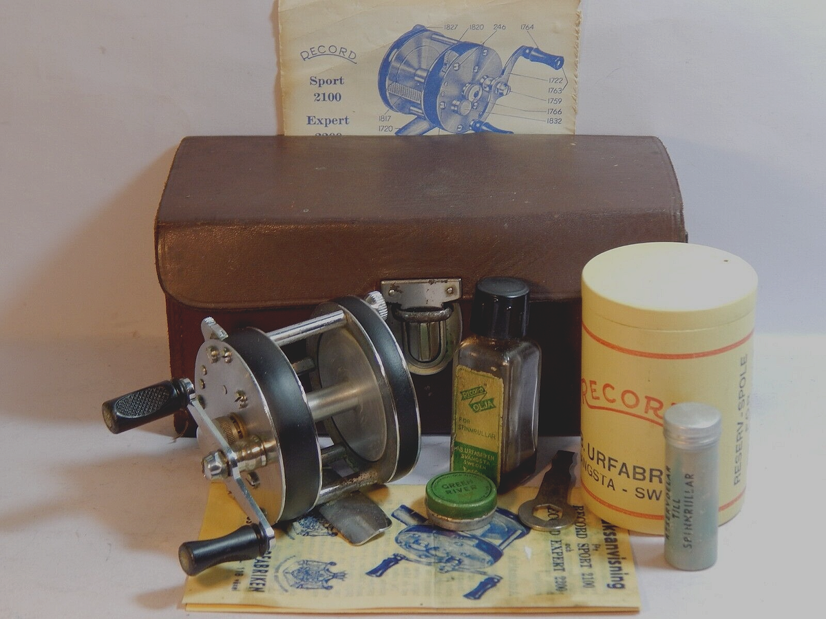 50s' vintage ABU Record Sport 2100 jeweled casting reel in 50s' vintage ABU Record Sport 2100 jeweled casting reel in
