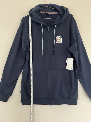 Rip Curl zip front Hoodie dark blue logo Size M Organic Cotton surf casual - Picture 7 of 10