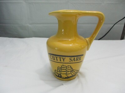 Vintage Cutty Sark Scotch Whiskey 24 Ounce Ceramic Yellow Bar Pitcher