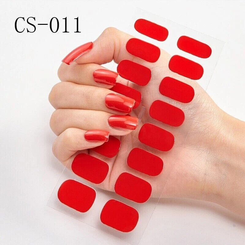 Nail Art Stickers Self-Adhesive DIY Wraps Full Cover Gel Polish Red (CS11)