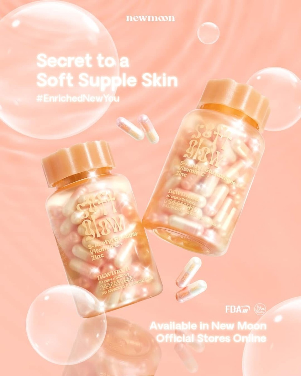 new moon s acetyl glutathione New Moon Soft Glow S-Acetyl Glutathione Rosehip Collagen Vitamins Zinc 30  Caps