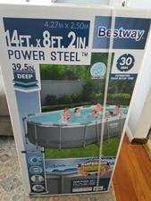 Bestway Power Steel Oval Frame Pool Set 13.91' X 8.2' X 39.5" *In Hand*