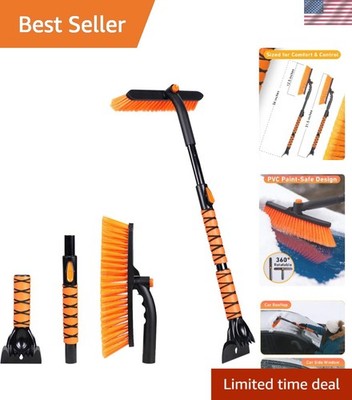 Durable 36'' Extendable Snow Brush with Soft Bristles - Scratch-Free Winter Care