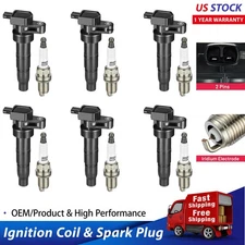 6 Ignition Coils Pack UF546 & Spark Plugs For 2007-2009 Sorento 3.8L V6