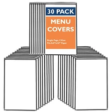 30 Pack of Menu Covers 8.5 x 14 Inch Paper -Single Page, 2 View, Double Stitched