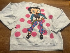 Vintage 1993 Betty Boop Disco Hippy Double Sided Print Sweatshirt Size Large