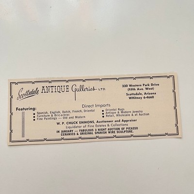 Scottsdale Antique Galleries Ltd. W. P. Chuck Emmons 1963 AZ Ad SAK3-M18