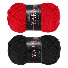 2PCS Crocheting Yarn, Black/Crimson 4Ply Acrylic Yarn 50g, 110Yards