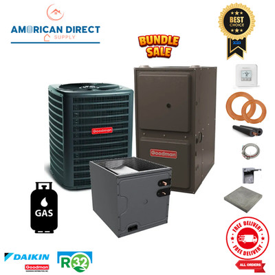 5 Ton Goodman AC & Gas Furnace Split System 14.3 SEER2 R32 80% 80K BTU Upflow