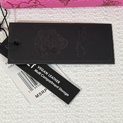 Ed Hardy Zip Around Wallet Wristlet Pink Tiger Vegan Leather Card