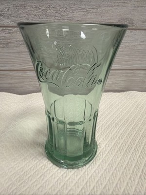 6pc Libby Vintage Coca Cola Glasses 16oz Green Tint Coca Cola Logo
