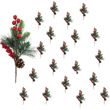 Christmas Floral Picks - Berries Pinecones - Christmas Decorating Accessory -...