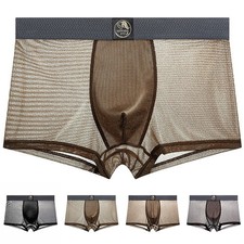 For Daily Wear Sheer Mesh Boxer Transparent Underwear Elastic Waistband