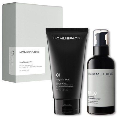 HOMMEFACE Men's Easy Skincare Duo Kit, 2-Step Daily Routine Set