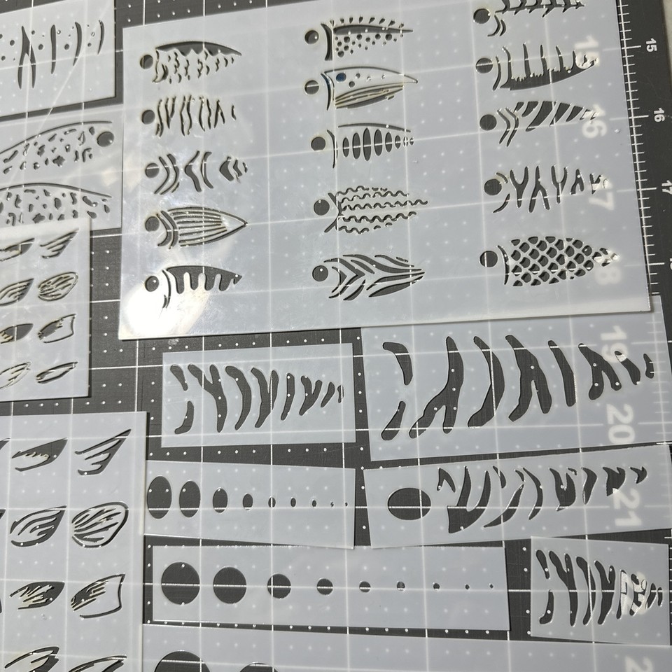 13pc-fish-fishing-lure-painting-airbrush-custom-paint-stencils-reusable