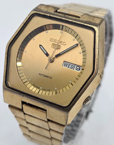 Vintage Seiko 5 Automatic "Hexagonal Shape" Original Japan Men's Watch 6309-6100