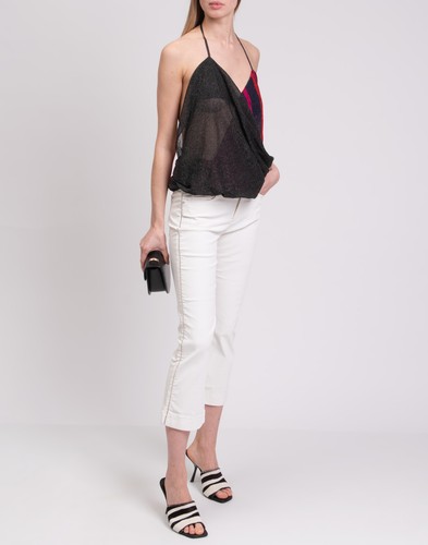 RRP€279 D. EXTERIOR Flared Trousers IT40 US4 UK8 S Coated Cropped Made in Italy - Picture 2 of 9