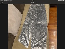 Anthropologie Maeve Anastacia Wide Leg Velvet Pants In Silver Size S