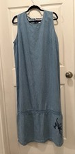 Vintage Maxi Jean Dress 1X Zipper On The Back Modest 100% Cotton Read