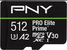 PNY 512GB PRO Elite Prime™ C10 U3 V30 A2 microSDXC Flash Memory 512GB, Black 
