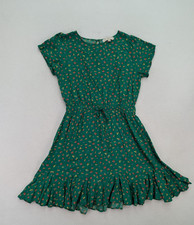 LOFT Women's Dress Size M Green Floral Print Ruffle Drawstring Boho Cottage Core