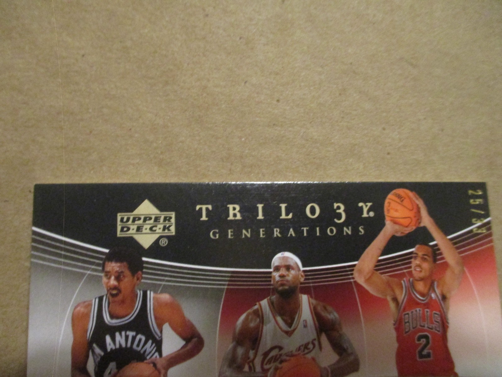 2006-07 UD TRILOGY LEBRON JAMES GEORGE GERVIN TRIPLE GAME USED JERSEY 25/33 view 5
