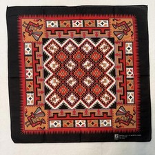 Vintage Paris Bandana USA Made Southwestern Aztec Native Print Black Red Orange