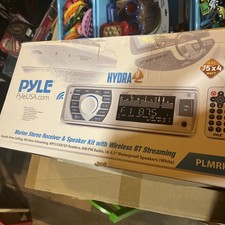Pyle Bluetooth Marine Stereo Receiver and 4x 6.5  Waterproof Speakers White 