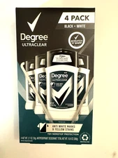 4 Pk 72 Hr Degree Men Ultraclear Antiperspirant Deodorant Black + White 2.7 Oz